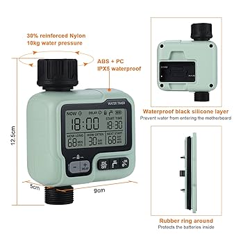 5️⃣ مؤقت ري إلكتروني مقاوم للماء للحدائق والمزارع