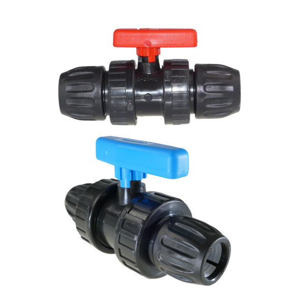 "محبس كروي 3 بوصة PVC مقبض أزرق"