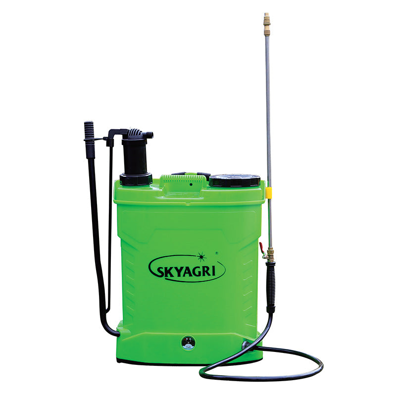 رشاش 20 لتر مدمج مع بطارية 12V، يُستخدم في الزراعة والري الزراعي، مع مجموعة قطع غيار عادية.