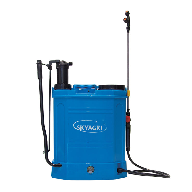 رشاش 20 لتر يعمل ببطارية 12V 8AH، مع مضخة تدفق عالية لضغط العمل 80 PSI.