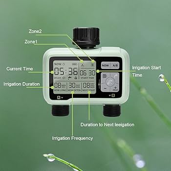 4️⃣ جهاز مؤقت إلكتروني للري يعمل بالبطارية للحدائق والمزارع