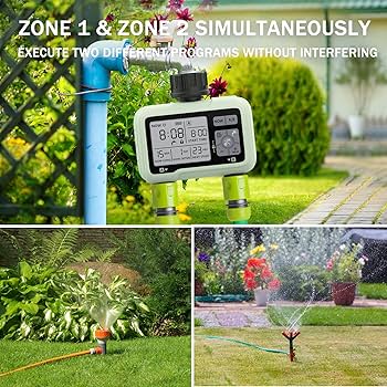 5️⃣ مؤقت ري للحدائق مع صمام كهربائي نبضي ووظائف ذكية