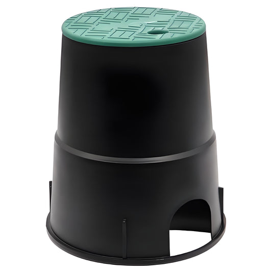 "علبة صمام دائرية بلاستيك أسود مقاس ٦ بوصة"