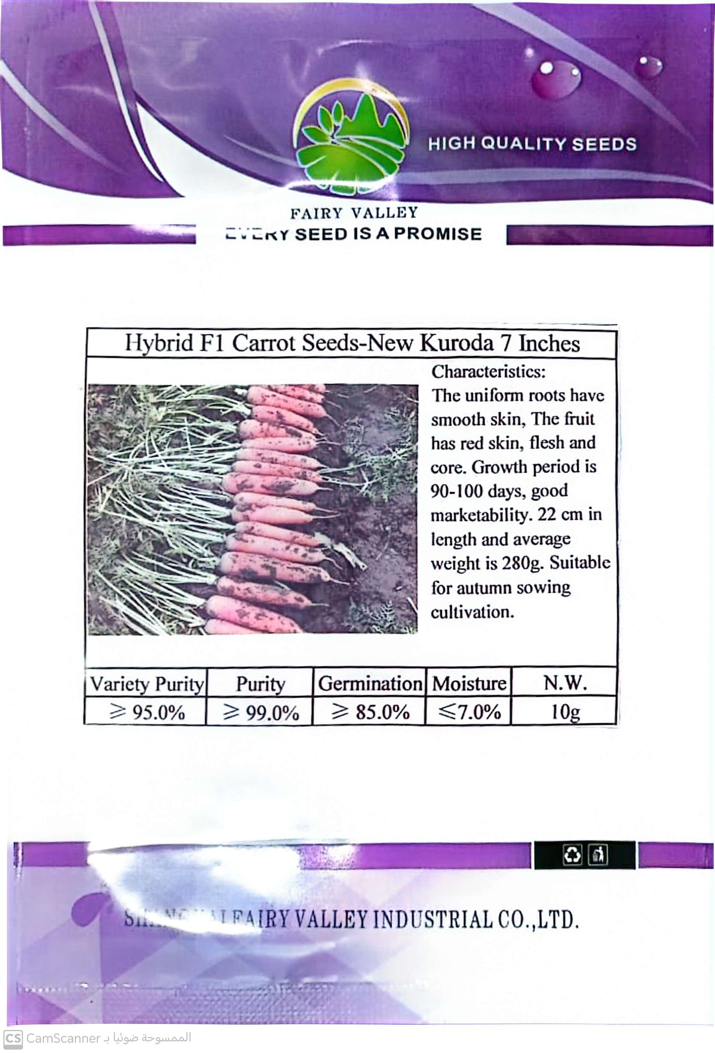 بذور جزر هجينة بنمو خريفي وإنتاج عالي الجودة.