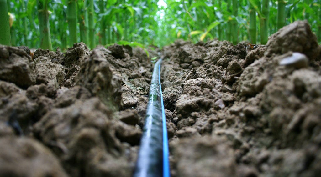 شريط تنقيط مزود بباعث مسطح داخلي، مقاوم للانسداد. مصنوع من مادة خام بولي إيثيلين خام 100%،