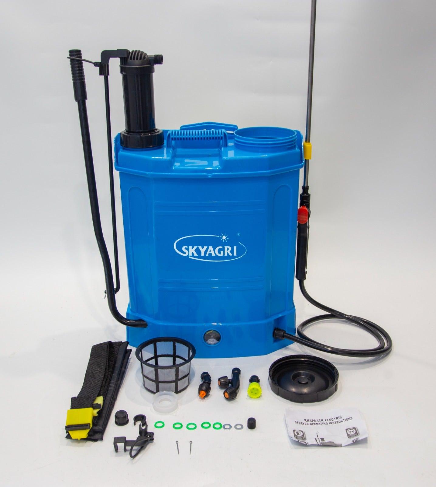 شاش 20 لتر مع مضخة تدفق 3.1 لتر في الدقيقة، يعمل ببطارية 12V، يُستخدم في الري الزراعي والحدائق.