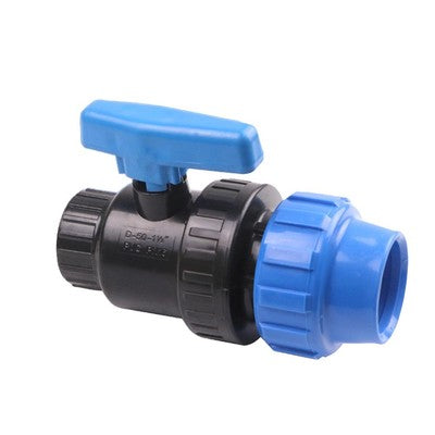 "محبس كروي 3 بوصة PVC مقبض أزرق